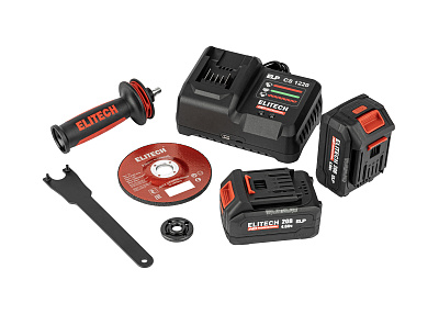 Шлифмашина угловая аккумуляторная ELITECH HD CAG 2012DSL 2х4Ah