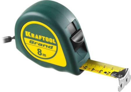 Рулетка 8м х 25мм нейлоновое покрытие магнитный крюк KRAFTOOL Grand 34022-08-25