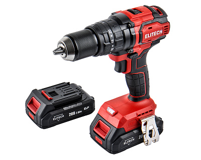Дрель-шуруповерт ударная аккумуляторная ELITECH ДА 20УБЛ2 2х2Ah