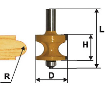Фреза кромочная полустержневая ф31.8 х 44.5мм r9.5 хв.12мм ЭНКОР