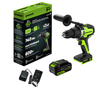 Дрель-шуруповерт ударная аккумуляторная GREENWORKS GD24DD140 1х4Ah 3707607CUB