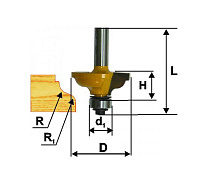 Фреза кромочная калевочная ф34.9х13мм r4/4.8 хв.8мм ЭНКОР