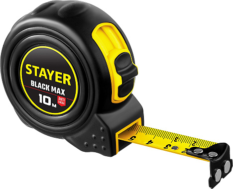 Рулетка 10м х 25мм обрезиненный корпус STAYER BlackMax 3410-10_z02