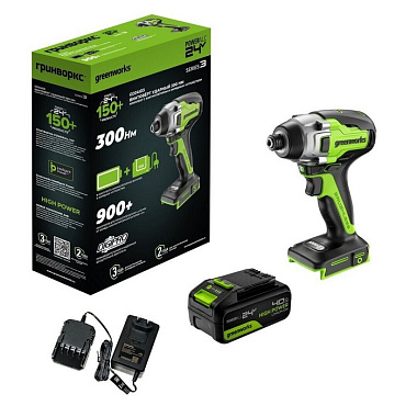 Винтоверт ударный аккумуляторный GREENWORKS GD24ID3 1х4Ah 3802807CUB