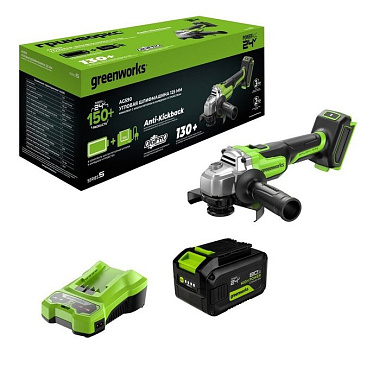 Шлифмашина угловая аккумуляторная GREENWORKS AG590 1х8Ah 3201007CUH