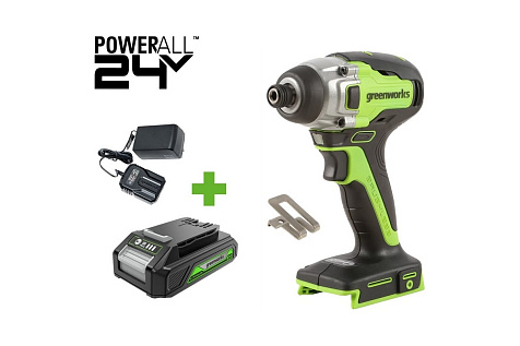 Винтоверт ударный аккумуляторный GREENWORKS GD24ID3 1х2Ah 3802807CUA