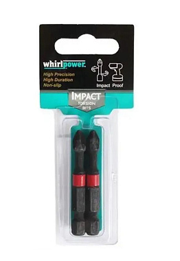 Биты крестовая PH2х50мм 1/4" ударно-торсионные 2шт WHIRLPOWER