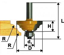 Фреза кромочная калевочная ф33.3х13мм r4 хв.8мм  ЭНКОР