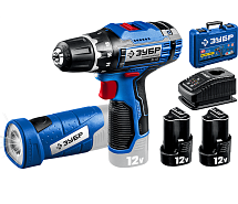 Дрель-шуруповерт аккумуляторная ЗУБР Профи DL-121-22F 2х2Ah (+ фонарь)