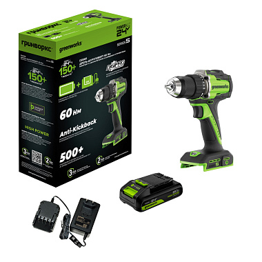 Дрель-шуруповерт аккумуляторная GREENWORKS DD560 1х2Ah 3708407CUA