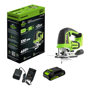 Лобзик аккумуляторный GREENWORKS GD24JS120 1x2Ah 3601407CUA