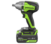 Гайковерт ударный аккумуляторный GREENWORKS G24IW400 1х5Ah 3802907CUG