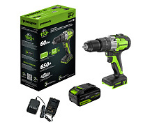 Дрель-шуруповерт ударная аккумуляторная GREENWORKS GD24DD60 1х4Ah 3704107CUB