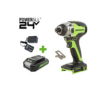 Винтоверт ударный аккумуляторный GREENWORKS GD24ID3 1х2Ah 3802807CUA