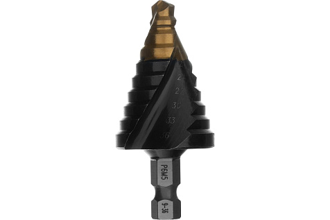 Сверло ступенчатое 9-36мм 10ступеней Р6М5 DENZEL 723605