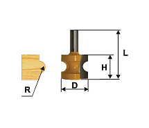 Фреза кромочная полустержневая ф45мм r12.7 хв.12мм ЭНКОР