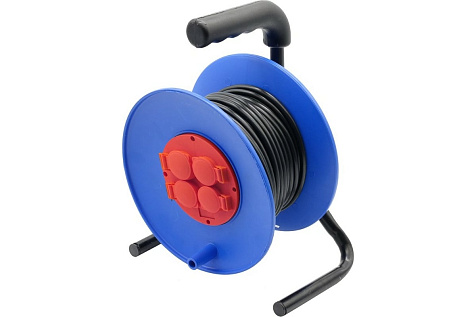 Удлинитель на катушке ПВС 3х2,5 IP44 50м 4 гнезда GLANZEN EC-50-011