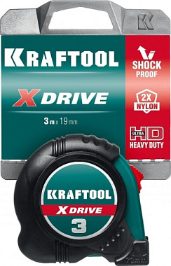 Рулетка 3м х 19мм нейлоновое покрытие KRAFTOOL X-Drive 34122-03-19_z02