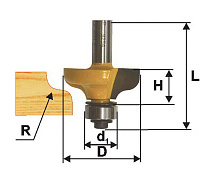 Фреза кромочная калевочная ф38.1х16мм r6.4 хв.8мм ЭНКОР 9255