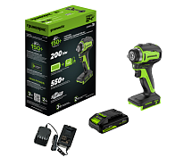 Гайковерт ударный аккумуляторный GREENWORKS G24IW200 1х2Ah 3803607CUA