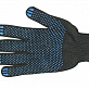 Перчатки 6-нитевые с ПВХ полушерстянные черные 7,5класс г.Иваново (синяя кайма)