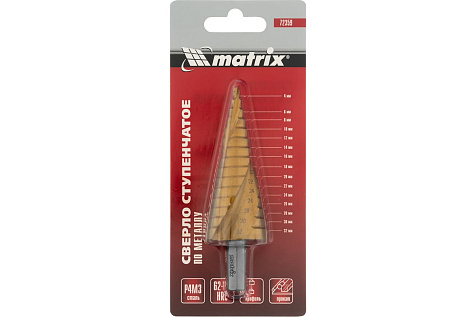 Сверло ступенчатое 4-32мм 15ступеней HSS MATRIX 72359