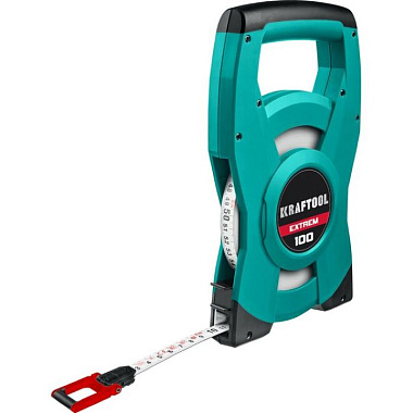 Рулетка-лента мерная 2-стороннее полотно геодезийная 100м KRAFTOOL Extrem 34185-100