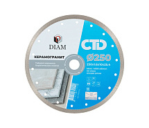 Круг алмазный по керамике (мокрой) 250x1,6x10x25,4 DIAM Керамогранит CTD