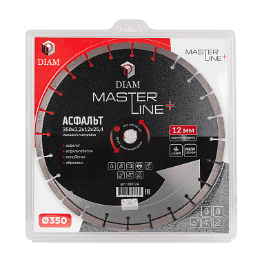 Круг алмазный сегментный по асфальту 350х3,2х12х25,4 DIAM АСФАЛЬТ Master Line+ 000724