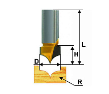 Фреза пазовая фасонная ф10х8мм r4 хв.8мм ЭНКОР