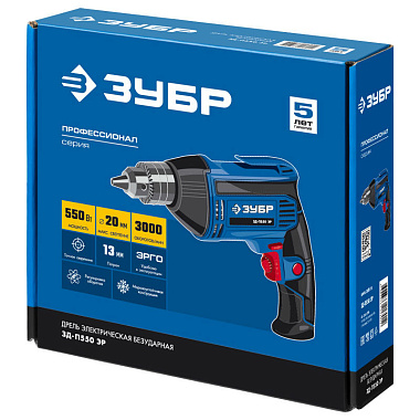 Дрель безударная ЗУБР Профи ЗД-П550ЭР