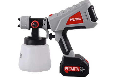 Краскопульт аккумуляторный РЕСАНТА АКП-20Li 1х4Ah 75/17/3