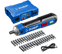 Отвертка аккумуляторная ЗУБР Профи PSD-4S в кейсе с набором 33 бит