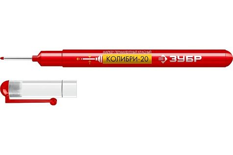 Маркер перманентный для отверстий 0,7-1мм красный ЗУБР КОЛИБРИ-20 06328-3