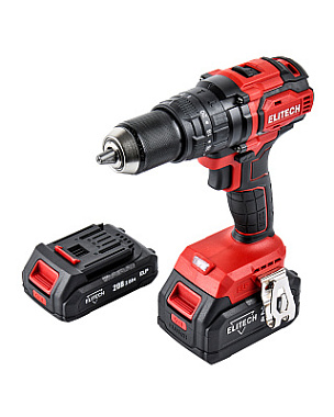 Дрель-шуруповерт ударная аккумуляторная ELITECH ДА 20УБЛ2 1х2Ah + 1х4Ah