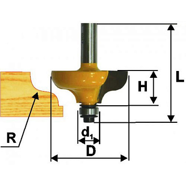 Фреза кромочная калевочная ф31.8х13мм r4.8 хв.8мм ЭНКОР