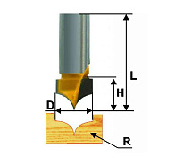 Фреза пазовая фасонная ф19х16мм r10 хв.12мм ЭНКОР