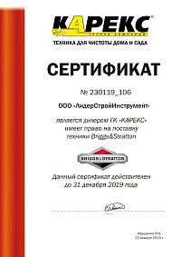 Сертификат: Свеча зажигания 19LMR Briggs&Stratton