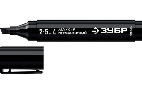 Маркер перманентный 2-5мм клиновидный черный ЗУБР МП-300К 06323-2