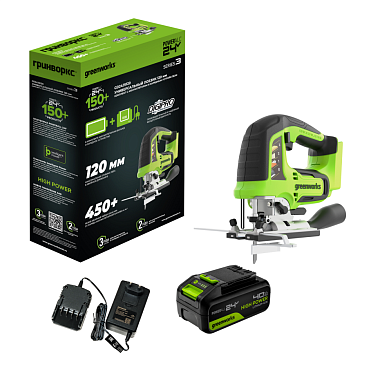Лобзик аккумуляторный GREENWORKS GD24JS120 1x4Ah 3601407CUB