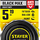 Рулетка 5м х 19мм обрезиненный корпус STAYER BlackMax 3410-05_z02