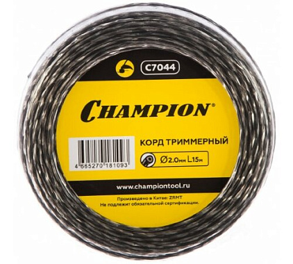 Леска триммерная (треугольник витой) 2мм х 15м Tri-twist CHAMPION C7044