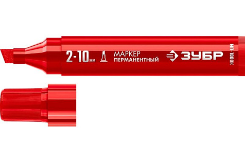 Маркер перманентный 2-10мм клиновидный красный ЗУБР МП-1000К 06333-3