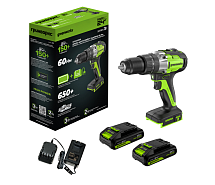 Дрель-шуруповерт ударная аккумуляторная GREENWORKS GD24DD60 2х2Ah 3704107CUC
