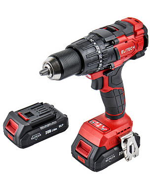 Дрель-шуруповерт ударная аккумуляторная ELITECH ДА 21УБЛ2 2х2Ah