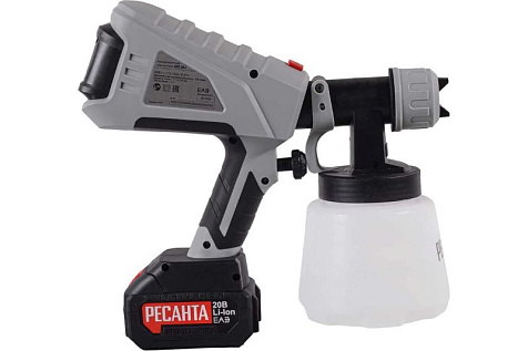 Краскопульт аккумуляторный РЕСАНТА АКП-20Li 1х4Ah 75/17/3