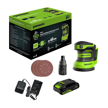 Шлифмашина эксцентриковая аккумуляторная GREENWORKS OS325 1х2Ah 3100907CUA