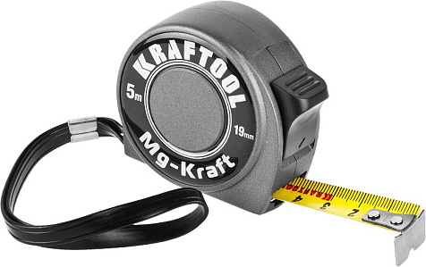 Рулетка 5м х 19мм нейлоновое покрытие ударопрочная KRAFTOOL MG-Kraft 34129-05-19