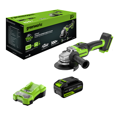 Шлифмашина угловая аккумуляторная GREENWORKS GD24AG 1х5Ah 3200207CUG
