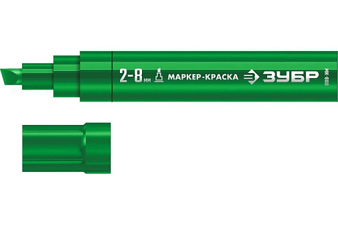 Маркер-краска 2-8мм клиновидный зеленый ЗУБР МК-800 06327-4